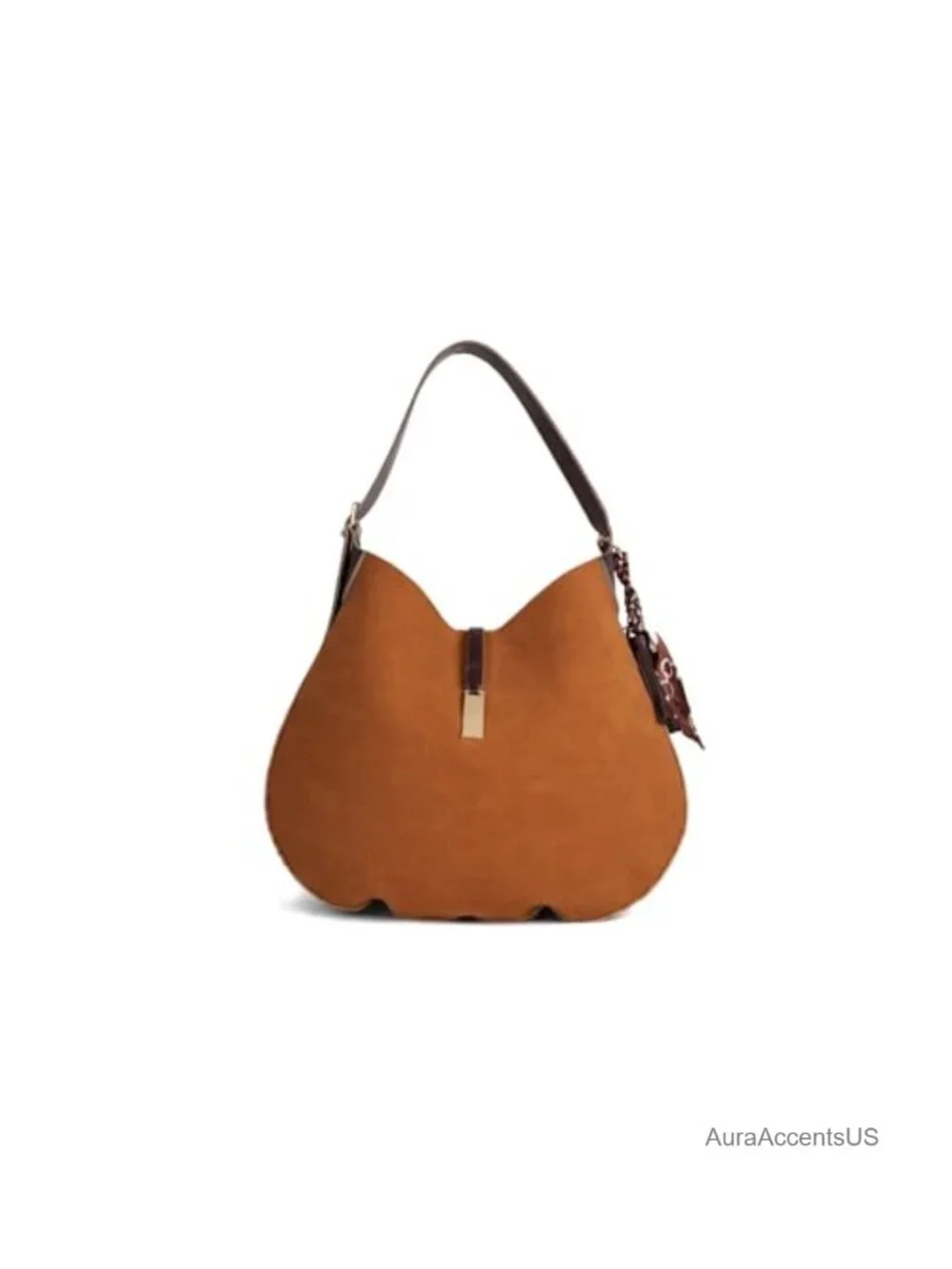 Women's Vegan Suede Hobo Shoulder Bag with Magnetic Closure